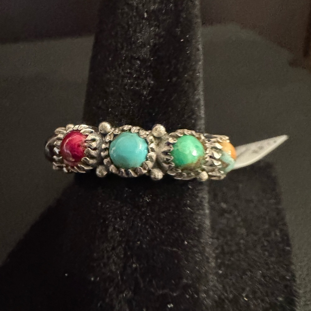 Elegant Multi-Stone Silver Ring - image 2